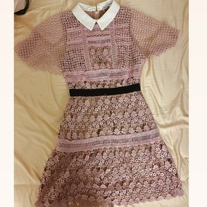 self portrait pink sheer lace dress US 2/ UK 6